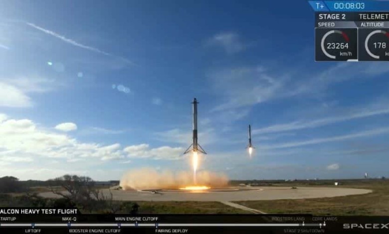 spacex falcon heavy cohetes laterales