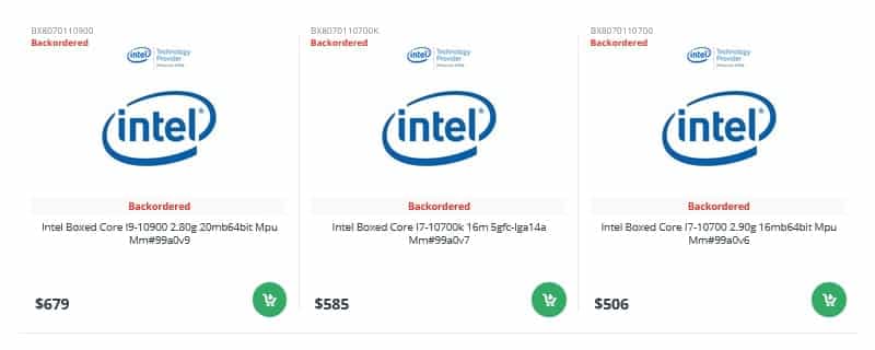 Intel core i9-10900, core i7-10700k, core i7-10700