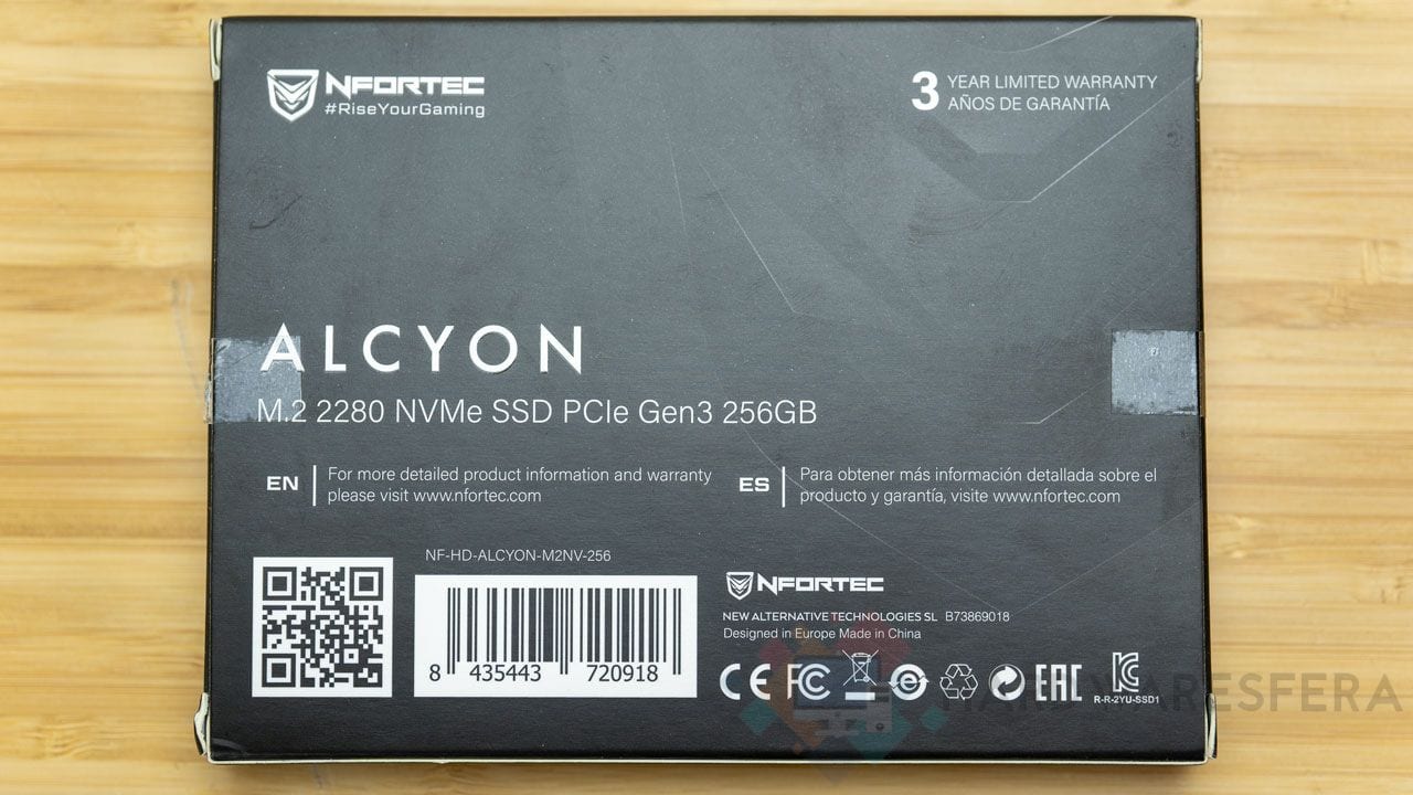 Nfortec Alcyon M.2 SSD NVMe 256gb caja trasera
