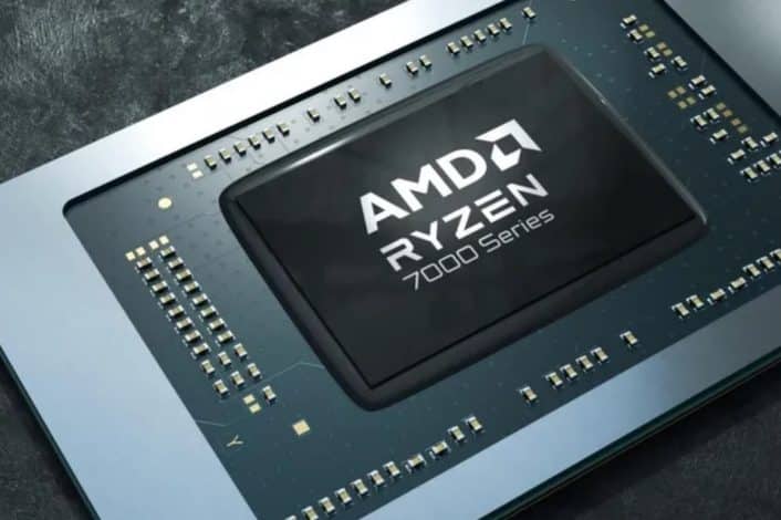 Render de una APU Ryzen 7000 de AMD, del que salen las AMD APU Ryzen 7040.